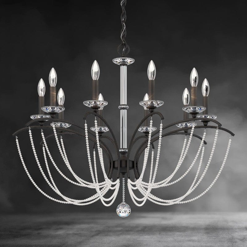 Black / Clear Optic Crystal Priscilla Crystal Candlestick Chandelier 36"