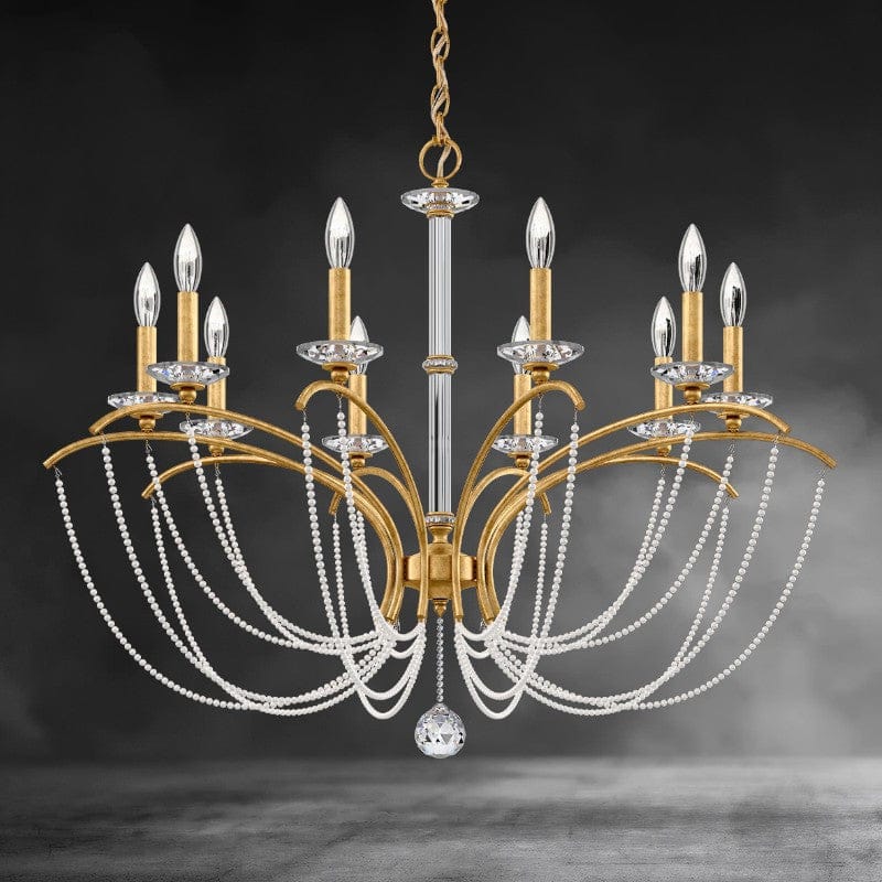 Heirloom Gold / Clear Optic Crystal Priscilla Crystal Candlestick Chandelier 36"