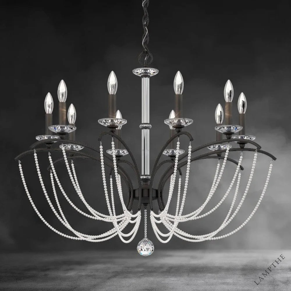 Black / Clear Optic Crystal Priscilla Crystal Candlestick Chandelier 36"