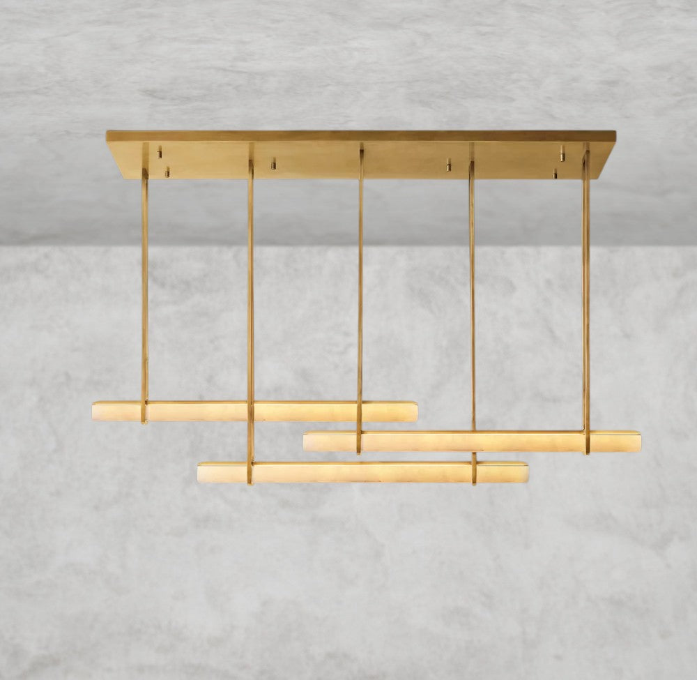 Audubon Alabaster Triple Bar Linear Chandelier