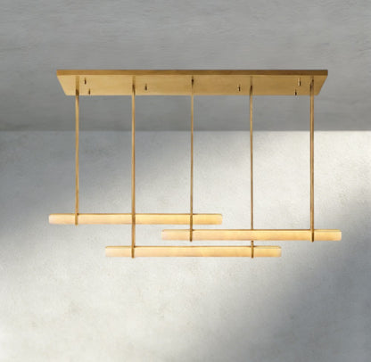 Audubon Alabaster Triple Bar Linear Chandelier