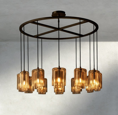 Lacour Amber Glass Round Chandelier