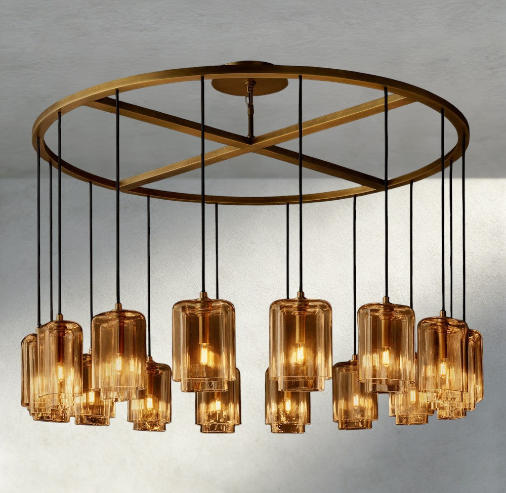 Lacour Amber Glass Round Chandelier