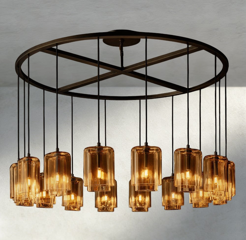 Lacour Amber Glass Round Chandelier
