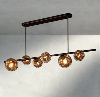 Bubble Smoke Glass Linear Chandelier