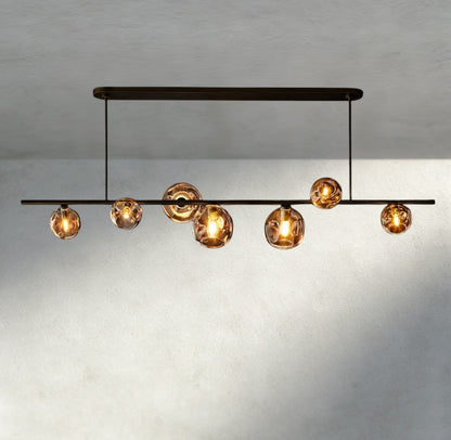 Bubble Smoke Glass Linear Chandelier