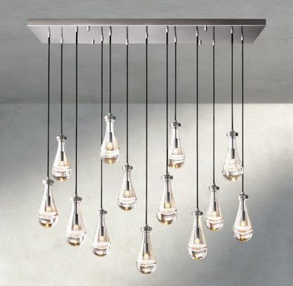 54" / Nickle Rain Rectangular Chandelier 54", 72"