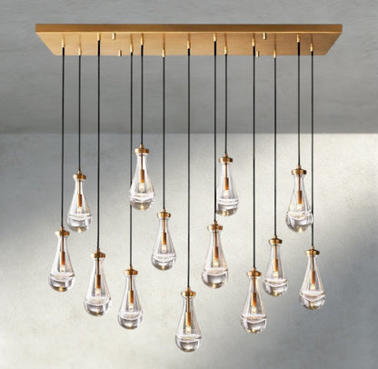 54" / Brass Rain Rectangular Chandelier 54", 72"