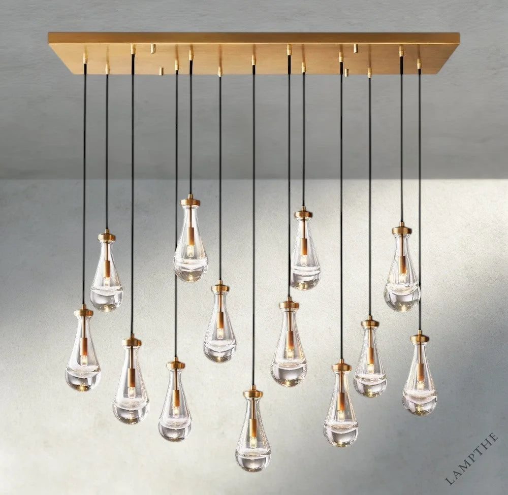 54" / Brass Rain Rectangular Chandelier 54", 72"