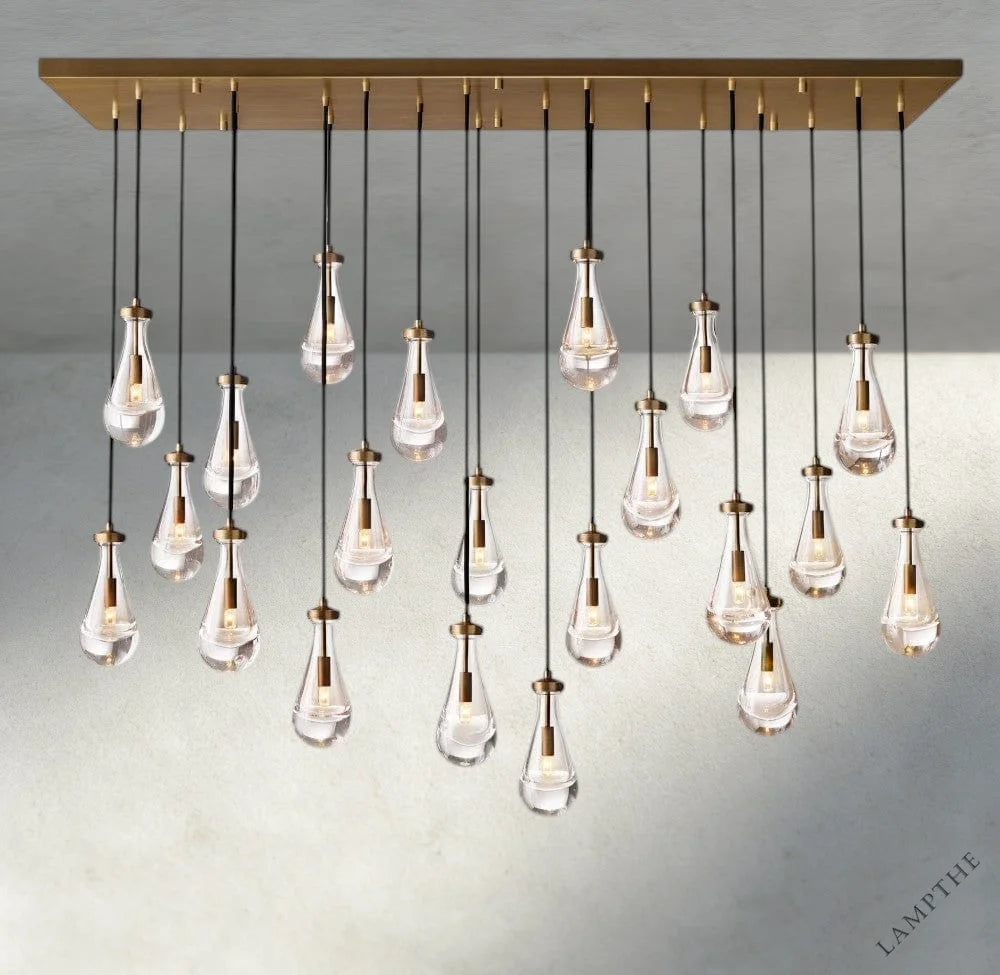 72" / Brass Rain Rectangular Chandelier 54", 72"