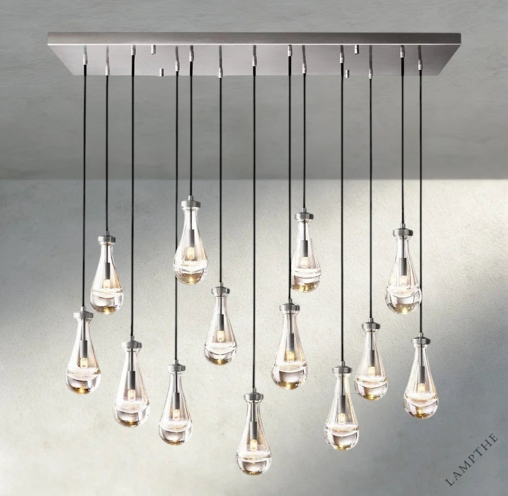 54" / Nickle Rain Rectangular Chandelier 54", 72"