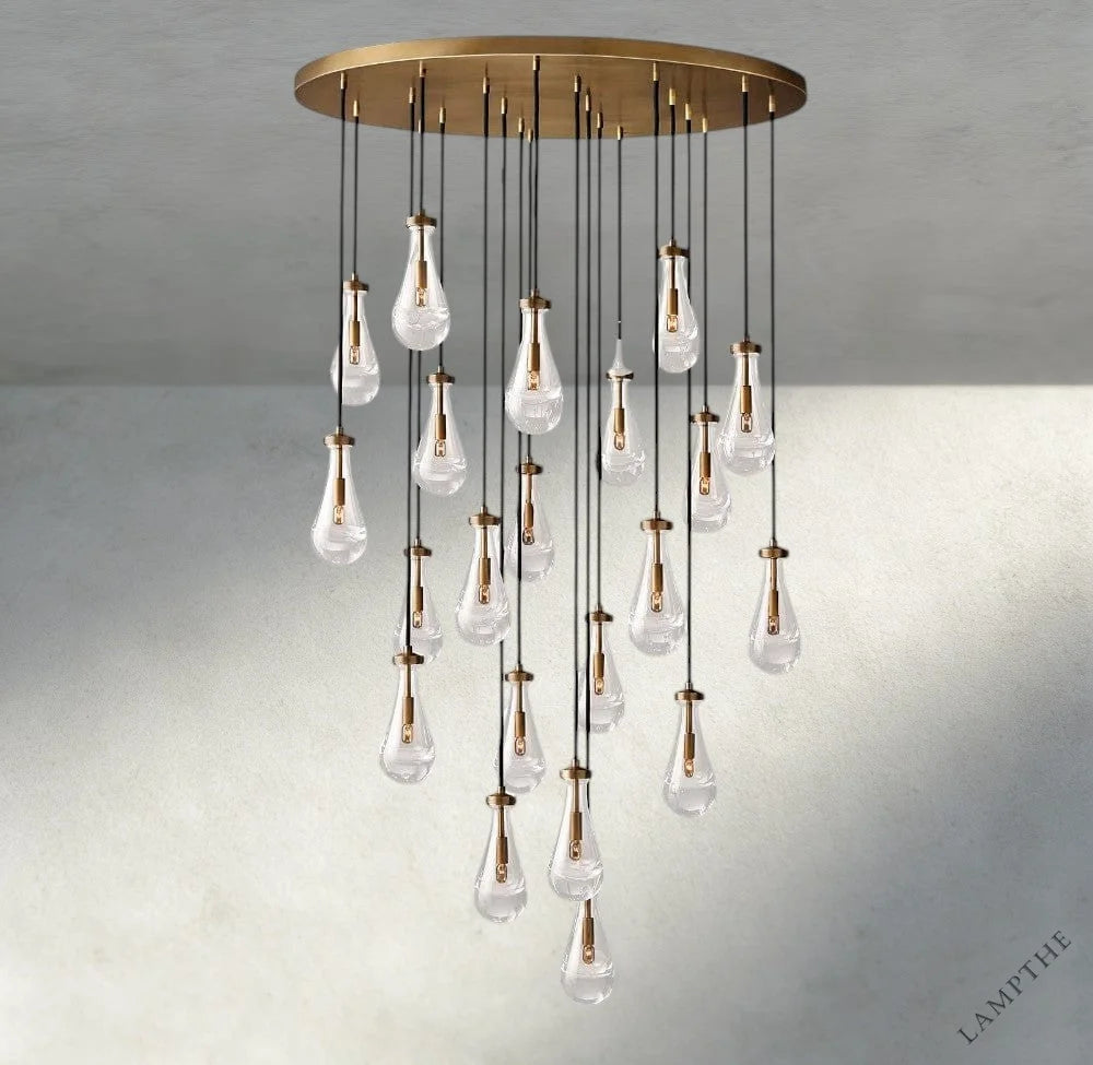 47" / Brass Rain Round Chandelier 18", 36", 47", 60"