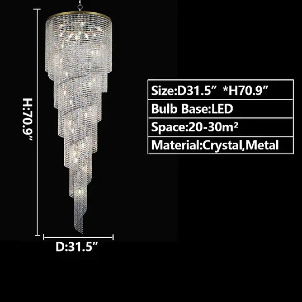 Raster Spiral TieredCrystal Chandelier