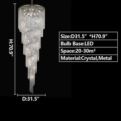 Raster Spiral TieredCrystal Chandelier