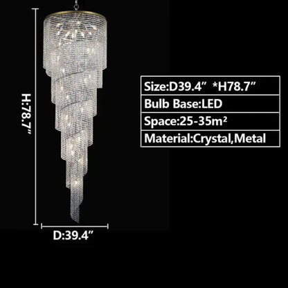 Raster Spiral TieredCrystal Chandelier