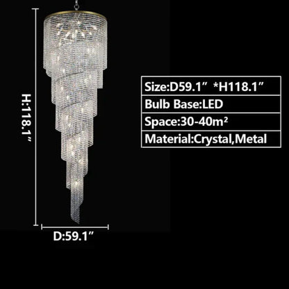 Raster Spiral TieredCrystal Chandelier