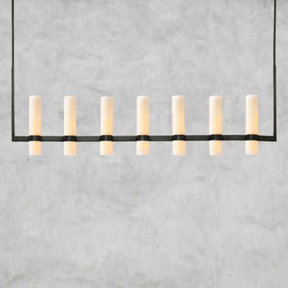 59" / Bronze Ravelle Linear Milk Glass Chandelier 59", 71"