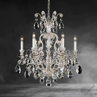 Antique Silver / Clear Heritage Crystal Renaissance Chandelier 23"