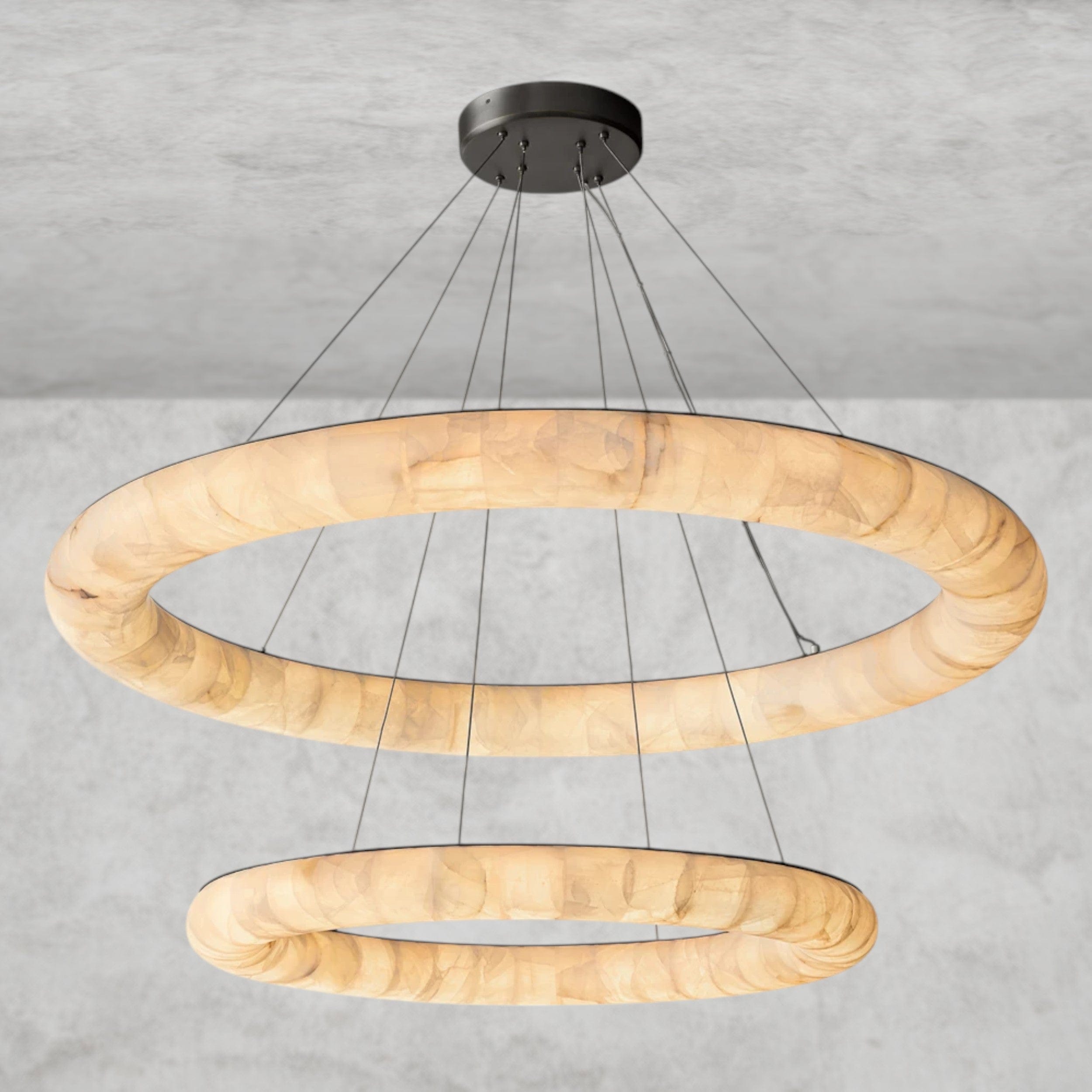 61" / Bronze Rivage lisse 2-Tiered round chandelier 61"