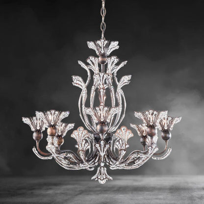 Heirloom Bronze / Clear Radiance Rivendell 8 Light Crystal Chandelier 26"