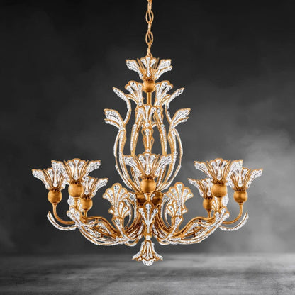 French Gold / Clear Radiance Rivendell 8 Light Crystal Chandelier 26"