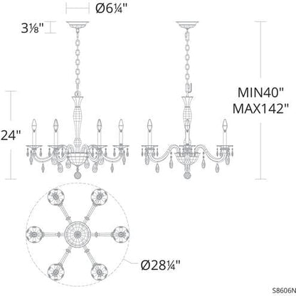 Rivendell 8 Light Crystal Chandelier 26"