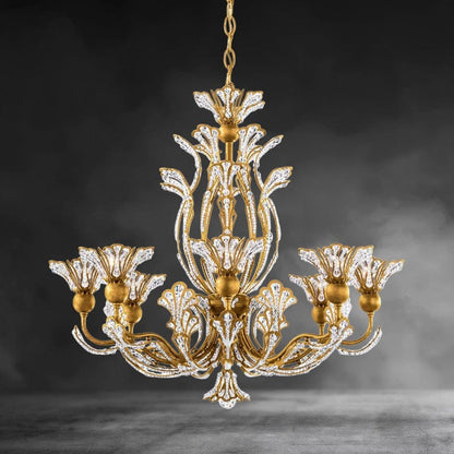 Heirloom Gold / Clear Radiance Rivendell 8 Light Crystal Chandelier 26"