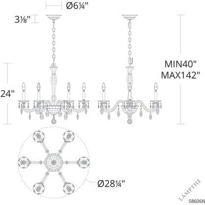 Rivendell 8 Light Crystal Chandelier 26"