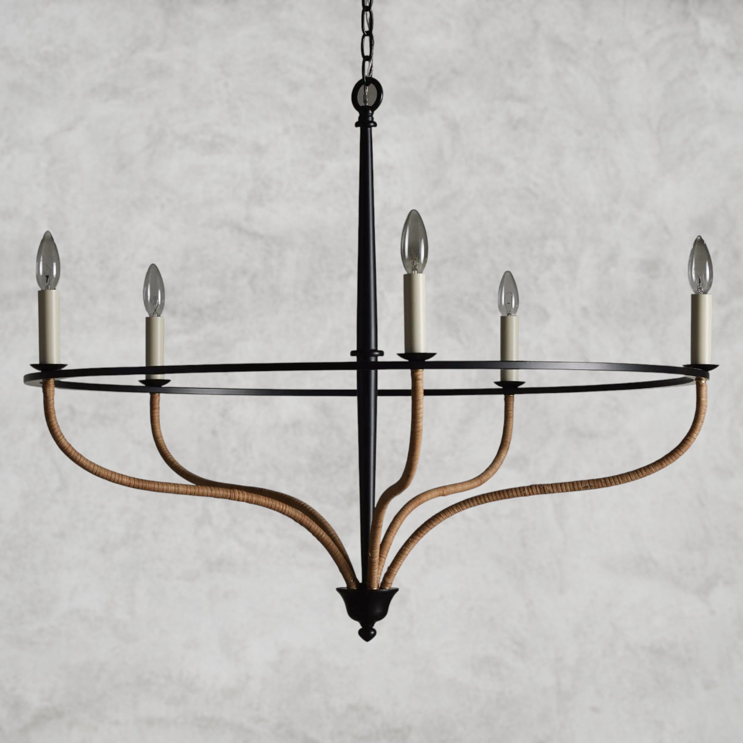 Rosalind Rattan Chandelier in Black