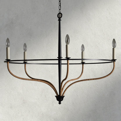Rosalind Rattan Chandelier in Black