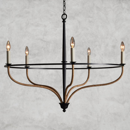 Rosalind Rattan Chandelier in Black