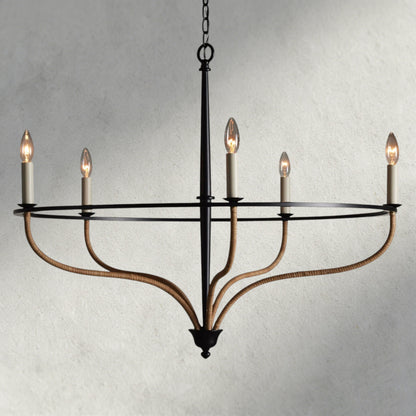 Rosalind Rattan Chandelier in Black