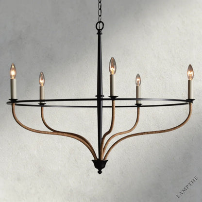 Rosalind Rattan Chandelier in Black