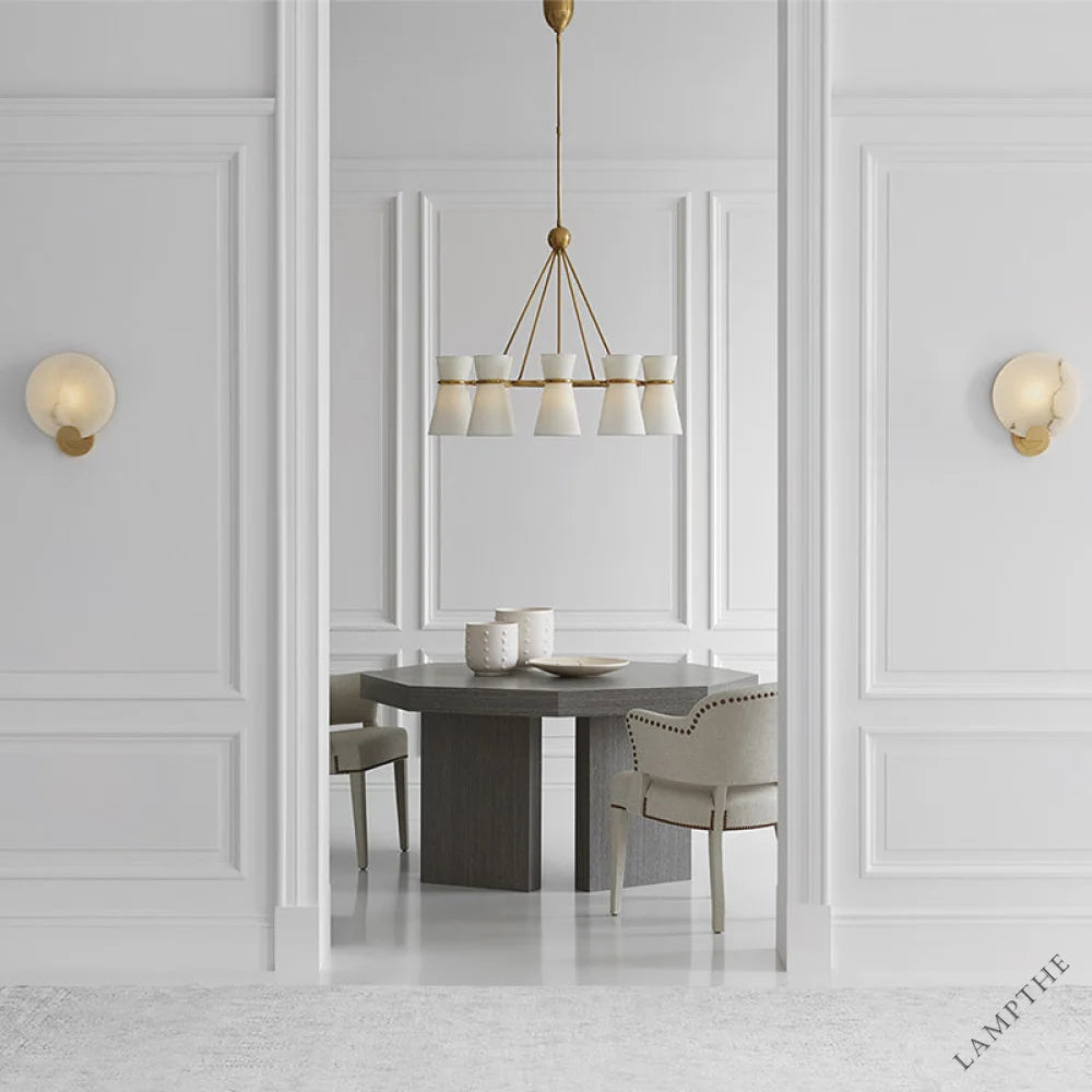 Round Alabaster Modern Living Room Sconce