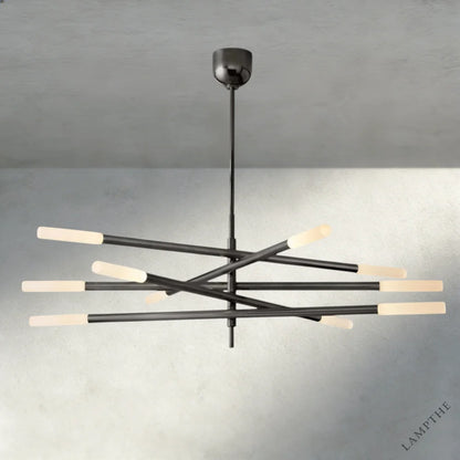 Bronze Rousseau 10-Light Mobile Etched Rod Chandelier
