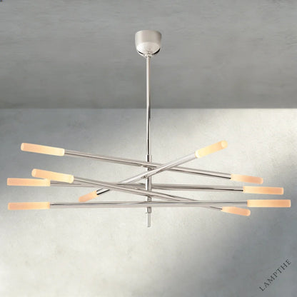 Nickle Rousseau 10-Light Mobile Etched Rod Chandelier