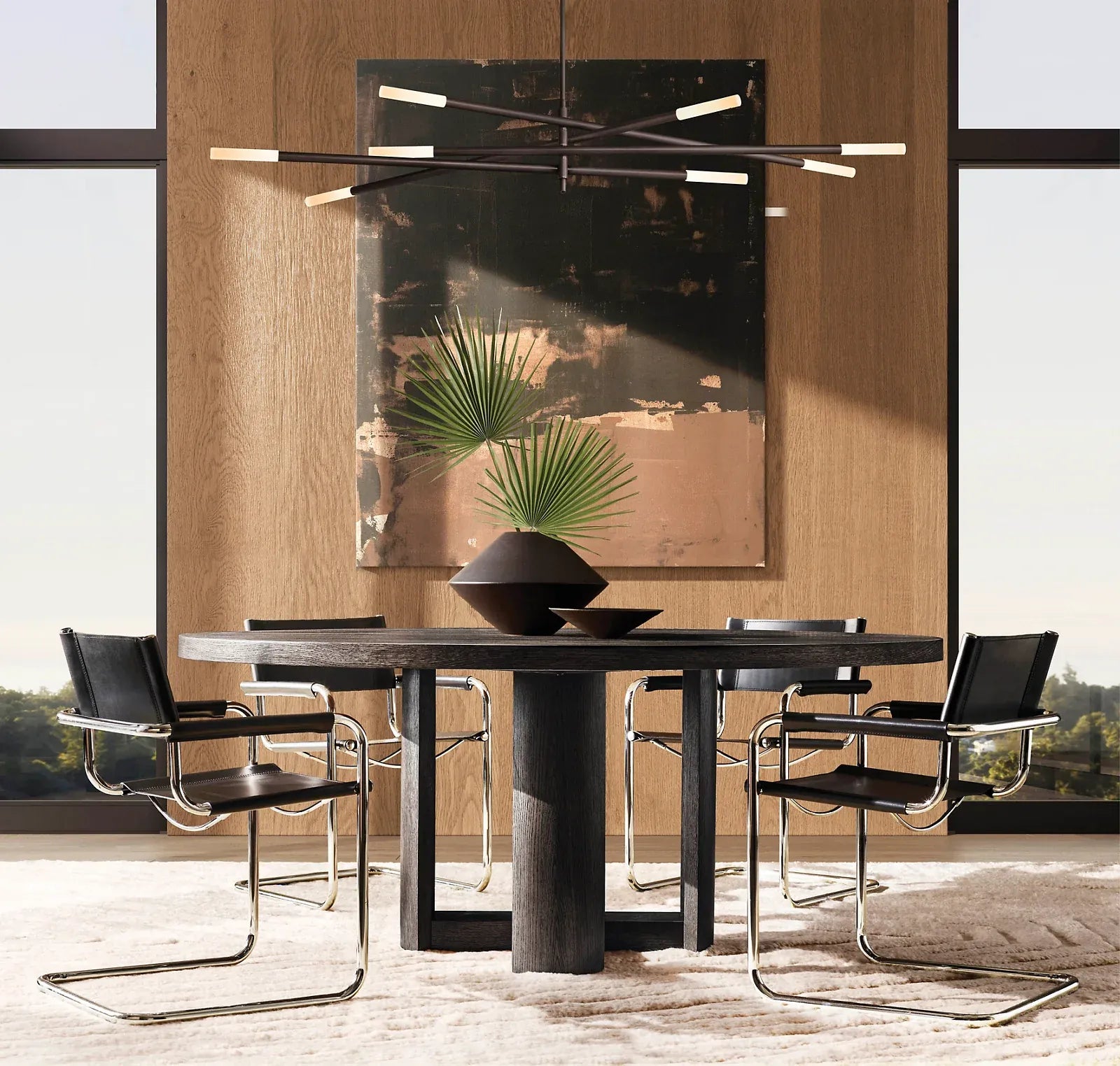 Rousseau 8-Light Mobile Etched Rod Chandelier 65", 80"