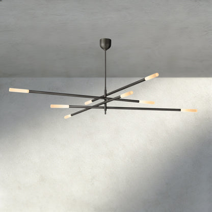 80" / Bronze Rousseau 8-Light Mobile Etched Rod Chandelier 65", 80"