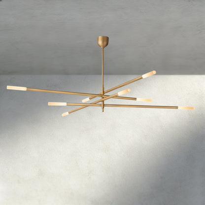 80" / Brass Rousseau 8-Light Mobile Etched Rod Chandelier 65", 80"