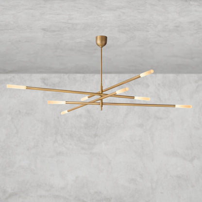 80" / Brass Rousseau 8-Light Mobile Etched Rod Chandelier 65", 80"