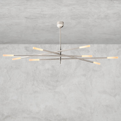 65" / Nickle Rousseau 8-Light Mobile Etched Rod Chandelier 65", 80"