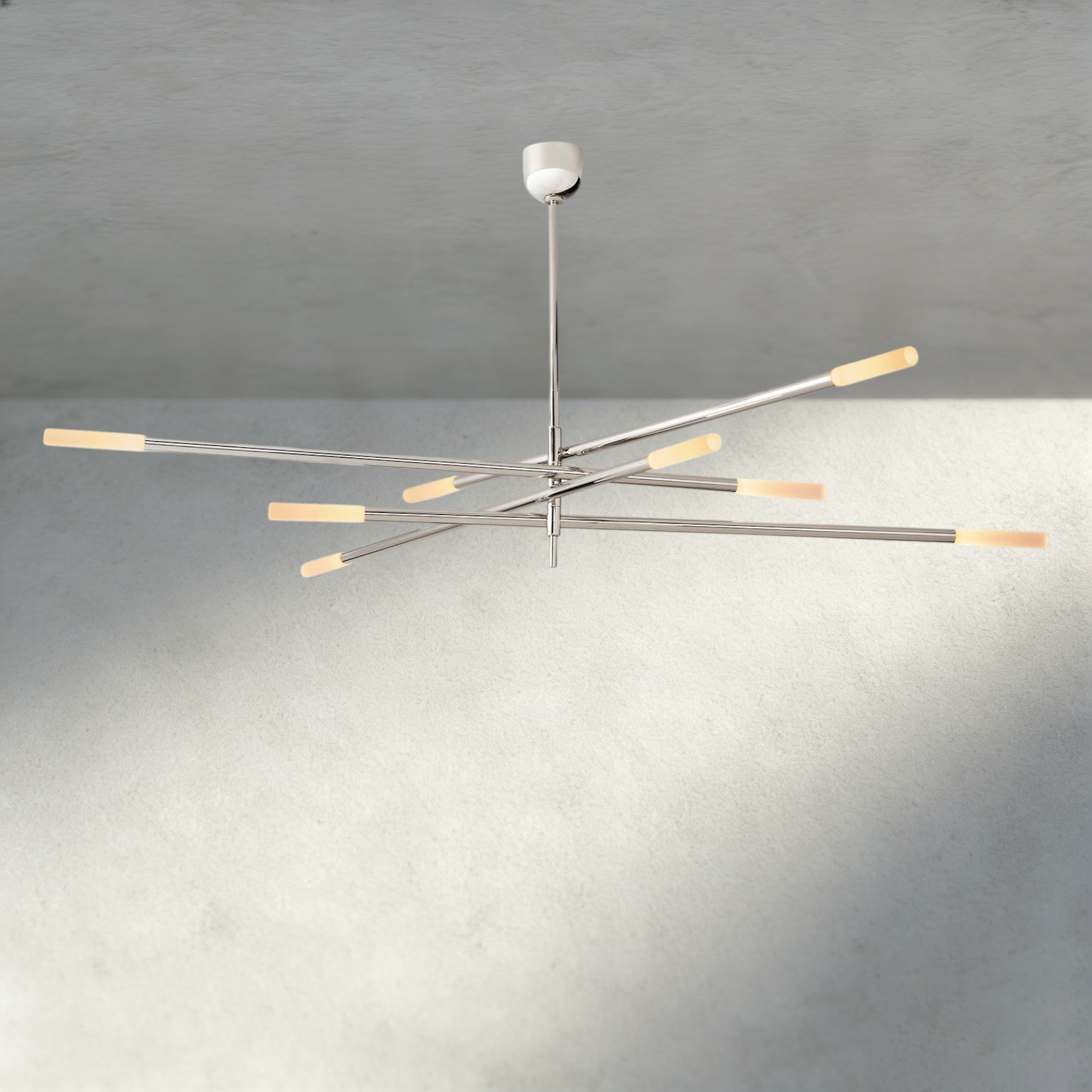 80" / Nickle Rousseau 8-Light Mobile Etched Rod Chandelier 65", 80"