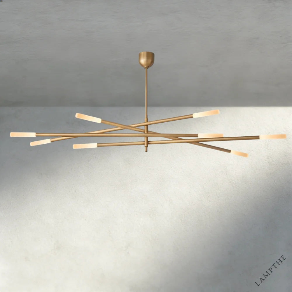 65" / Brass Rousseau 8-Light Mobile Etched Rod Chandelier 65", 80"