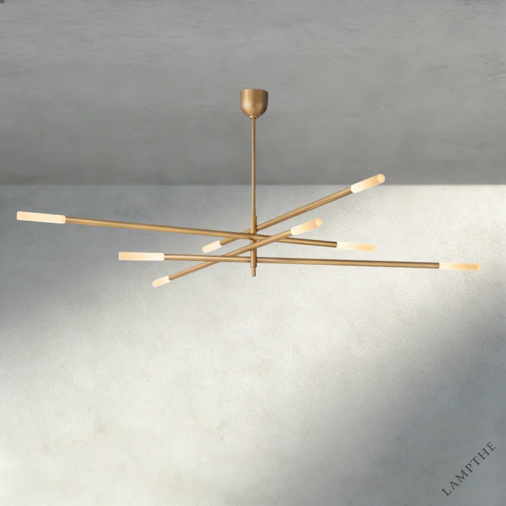 80" / Brass Rousseau 8-Light Mobile Etched Rod Chandelier 65", 80"