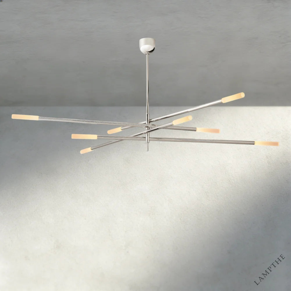 80" / Nickle Rousseau 8-Light Mobile Etched Rod Chandelier 65", 80"