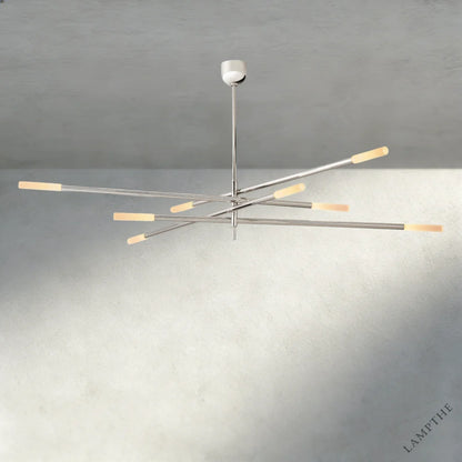 80" / Nickle Rousseau 8-Light Mobile Etched Rod Chandelier 65", 80"
