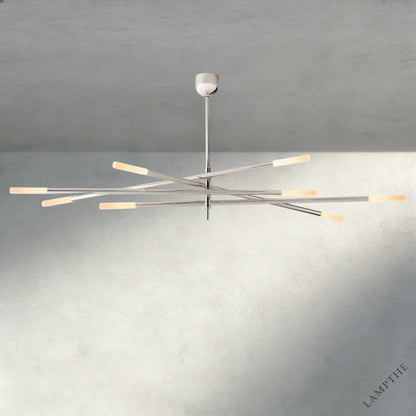 65" / Nickle Rousseau 8-Light Mobile Etched Rod Chandelier 65", 80"