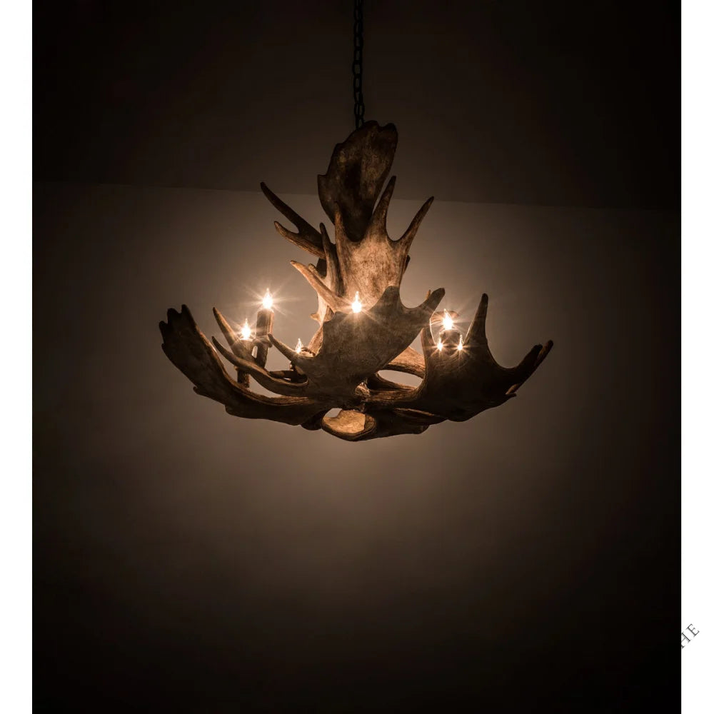 Rustic Lodge 10 - Light Chandelier 33"W