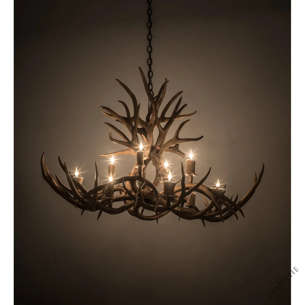 Rustic Lodge 10 - Light Chandelier 45"W