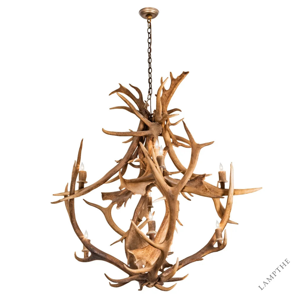 Rustic Lodge 10 - Light Chandelier 55"W